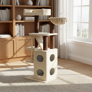 Pohon Kucing YOUME Besar, Kondominium Kucing Abu-abu Muda untuk <span class=keywords><strong>Maine</strong></span> <span class=keywords><strong>Coon</strong></span> dan Ragdoll dengan Tong Penggaruk Sisal, Hammock, Kratzbaum - Product Image 5