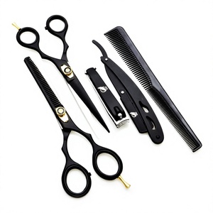 Juego de tijeras profesionales para peluquería con peine y cortaúñas, hoja de acero inoxidable, mango largo, para diestros, para uso en salón - Product Image 1