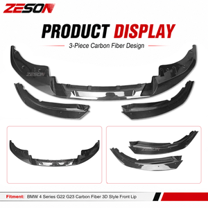 Divisor Delantero de Fibra de Carbono Real ZESON, Estilo 3D, 3 Piezas, para <span class=keywords><strong>BMW</strong></span> Serie 4 G22 G23 M440i 430i Coupé <span class=keywords><strong>2021</strong></span>+ - Product Image 3