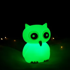 Lámpara portátil de dibujos animados para niños pequeños, luz nocturna de búho de Color