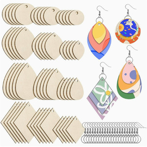 Boucles d'oreilles en bois non finies, 180 pièces, style créatif, bijoux, pendentif artisanal pour la fabrication de bijoux pour la Saint-Valentin - Product Image 5