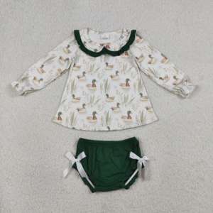 Conjunto de 2 Piezas de Ropa para Bebés y Niñas Pequeñas, Camiseta Túnica Informal Transpirable con Estampado de Patos Mallard, Estilo Bummie - Product Image 1