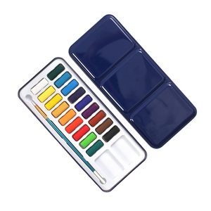 ชุดสีน้ำพรีเมียม 12/24 สี แบบตลับครึ่งแผ่น สำหรับศิลปิน พร้อมกระดาษสีน้ำ พู่กัน สมุดสีน้ำ และกล่องเหล็ก ขนาด 3 มล. - Product Image 1