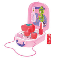 Ensemble de Maquillage et Coiffeuse 2-en-1 pour Filles, Sac à Dos de Jeu d'Imitation avec 13 Accessoires