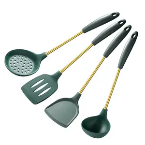 Hot Sale Houseware Kitchenware 304 Aço Inoxidável Handle Kitchenware Itens Non-stick Silicone Kitchen Appliances e Utensílios