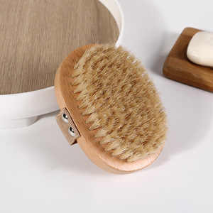 Brosse de bain ovale en hêtre Fq Brand pour peaux sèches, en <span class=keywords><strong>sisal</strong></span> et chanvre, brosse à cheveux ronde en bois à poils de sanglier, pinceau à peinture à poils naturels - Product Image 6