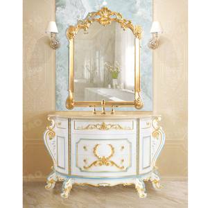 Juego de tocador de encimeras de mármol de estilo rococó, juegos de <span class=keywords><strong>baño</strong></span> de madera de abedul, fabricante de <span class=keywords><strong>muebles</strong></span> de <span class=keywords><strong>baño</strong></span> de lujo, proveedor - Product Image 5
