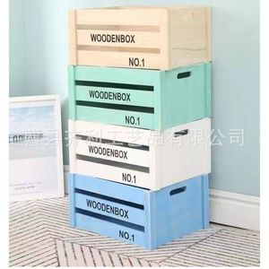Wooden Crate <b>Storage</b> Box <b>Stackable</b> Rectangular Wood Box For Home Organization Multipurpose Decorative <b>Container</b> - Product Image 1