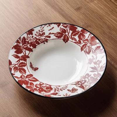assiette rouge de 9 pouces de profondeur