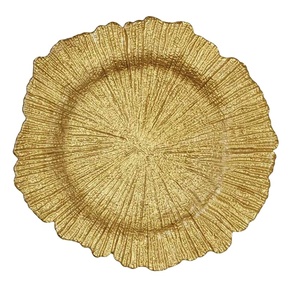 China wholesale 13 inch wedding dinner plates plastic sliver blue gold reef charger plates wedding