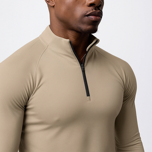 Camiseta Deportiva de Manga Larga para Hombre, de Secado Rápido, Lisa, con Cierre, para Fitness y Running, Personalizable, de Poliéster y Elastano - Product Image 3