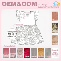 Robe personnalisable pour petite fille, à volants aux épaules, motif floral, coupe ample, tenue décontractée pour les sorties, les voyages et les rassemblements