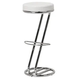 Ghế Quầy Bar Tròn Bằng Da Mạ Crôm Bằng Thép Không Gỉ Hiện Đại Đồ Nội Thất Nhà Bếp Ghế Quán Bar Hình Chữ Z Hở Lưng Ghế Cao - Product Image 1