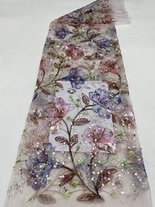 Mới Thanh Lịch Sợi Thủy Tinh Dưới Dây Thêu In Hạt Sequins Ren Lưới Vải Váy Cưới Trang Phục Sân Khấu Phụ Nữ Quần Áo - Product Image 3