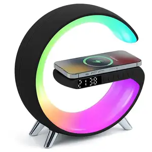 Wholesale Multifunctional Music Sound Support Tws Alarm Clock Wireless Charger Speaker Rgb Blue Tooth Speaker For Mobile Phone