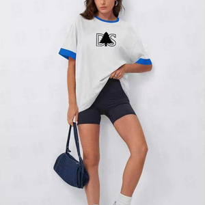เสื้อยืดคอกลมทรงหลวมแบบขายส่ง คุณภาพสูง สกรีนโลโก้ตามสั่ง ผ้าฝ้าย 100% แขนสั้น เสื้อยืดผู้หญิงทรงโอเวอร์ไซส์ - Product Image 4