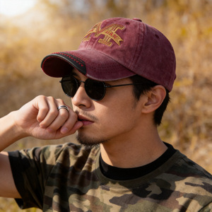 Stylish Embroidered Grey Baseball Cap Washed Distressed Retro Style Unisex Canvas <b>Sunscreen</b> Breathable Windproof Sunshade - Product Image 3