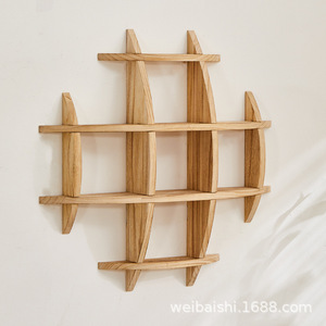 Étagère murale en bois de forme irrégulière, à plusieurs niveaux, pour la présentation du thé et la décoration de la maison - Product Image 5