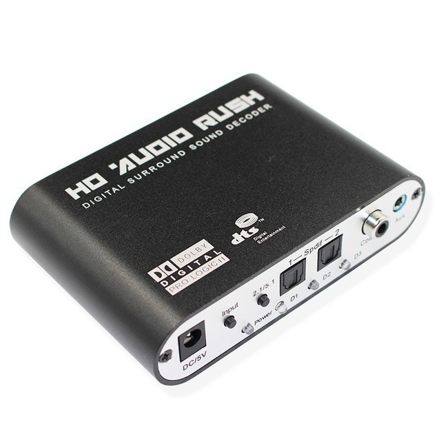 5.1-channel DTS Dolby/AC-3 Audio Decoder, Digital Optical/coaxial to Analog RCA Connector.