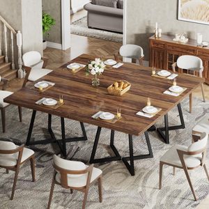 Modern Matte <strong>Black</strong> Wood <strong>Dining</strong> <strong>Table</strong> for Home <strong>Rectangular</strong> Design with Legs <strong>square</strong> for 8 <strong>Table</strong> Kitchen <strong>Dining</strong> Room