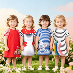 Vestiti Estivi per Bambine, Abiti Casual con Collo Tondo e Maniche Corte in Cotone, per Bambine da 1-3 Anni - Product Image 1