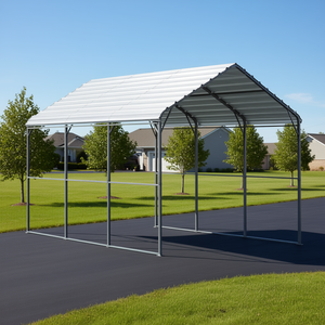 Abri de voiture en acier galvanisé robuste 10 x 15 pieds, toit en pente, garage extérieur en métal pour voitures, bateaux, abri multi-usages - Product Image 2