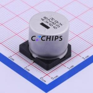 ตัวเก็บประจุอิเล็กโทรไลต์อะลูมิเนียมแบบ SMD รุ่น VZH681M1JTR-1816, ขนาด D18xL16.5 มม. 680uF 20% 63V 18 มม. - Product Image 1