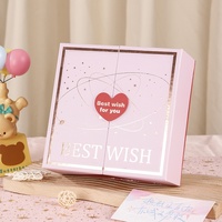 Boîte cadeau personnalisable rose pour la Saint-Valentin, en carton gris de haute qualité, avec dorure créative, double porte, motif galaxie et amour, pour Tanabata