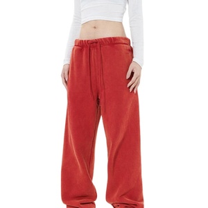 Supplier Custom Logo Casual Plush Thick Fried Hoodie Set Vintage <b>Acid</b> Washed Sweatpants <b>Dropped</b> Shoulder Waterproof 100% Cotton - Product Image 5