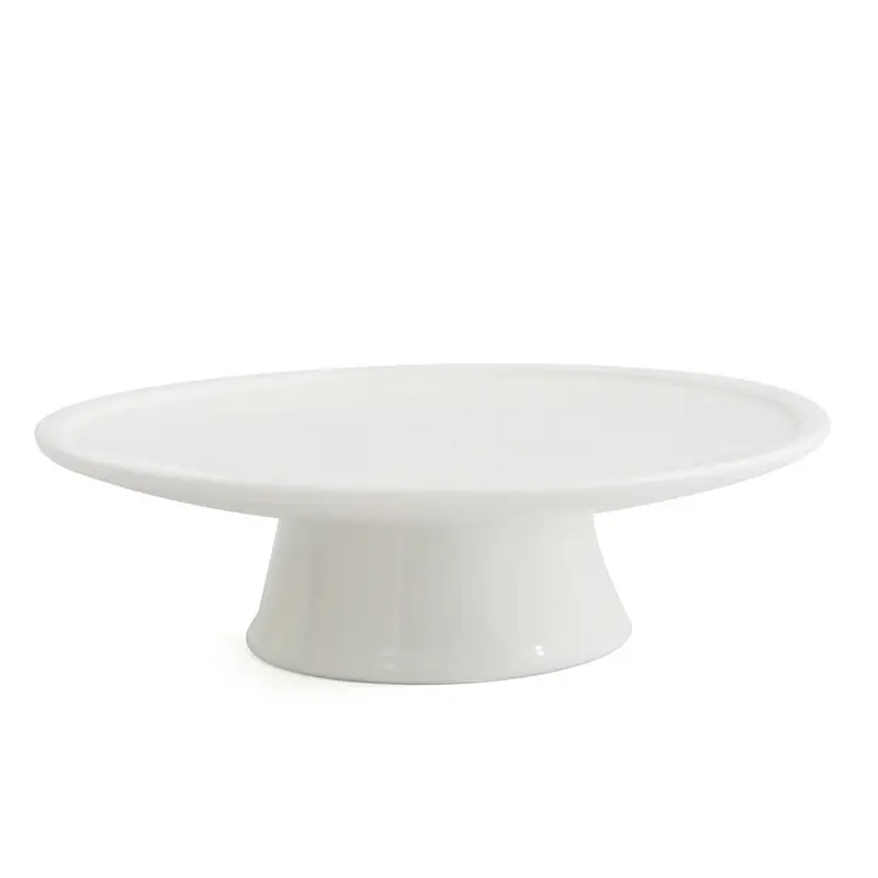 गोल आकार चीनी मिट्टी की थाली सफेद केक प्लेट मिठाई प्लेट उच्च डिनर व्यंजन