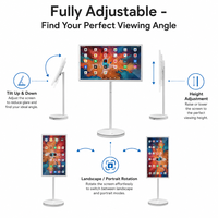 Écran intelligent Bestie de 32 pouces, moniteur tactile Android mobile, écran FHD rotatif avec roulettes et batterie rechargeable intégrée