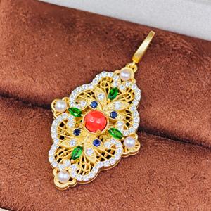 Pendentif en argent 925 avec agate et filament, plaqué or 18 carats, unisexe, pour usage quotidien et cadeau d'anniversaire de mariage, par UM Jewelry - Product Image 2