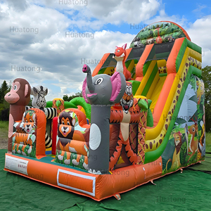 Chủ đề động vật hupfburg ngoài trời sở thú bên Jumper Jungle Trampoline <span class=keywords><strong>Inflatable</strong></span> đôi làn đường trượt trượt <span class=keywords><strong>Inflatable</strong></span> <span class=keywords><strong>Bouncer</strong></span> trượt - Product Image 1