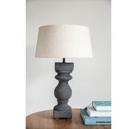 Lampu Meja Kayu Elektrik Art Deco Modern - Abu-abu/Hitam Lampu Meja Baca Dekoratif dengan Pola Tanaman Kain untuk Meja Samping Tempat Tidur