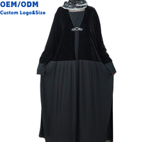 Abaya Femme Hiver en Velours Chaud Plissé à Fermeture Boucle, Robe Musulmane pour l'Aïd et Réunions Familiales Formelles, Vente Chaude, OEM & ODM