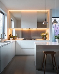 Vorgefertigte Maßgeschneiderte Kompakte <span class=keywords><strong>Mini</strong></span>-Küchenzeile Kleine Küchenarmatur Marmor Modernes Umweltfreundliches Design Modulare Küche - Product Image 3