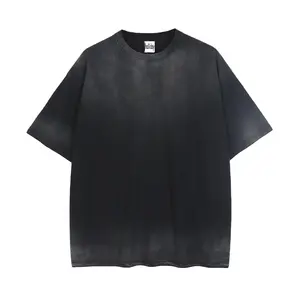 Wholesale Mens Sun Faded T shirt streetwear oversized hip hop 100% cotton tshirts custom graphic vintage t shirts