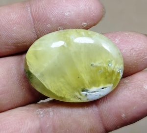 Cabujón de Prehnita Amarilla Natural, 31x22mm, 46cts, Cuarzo Limón Ovalado Pulido, Gema Suelta para Decoración del Hogar - Product Image 3