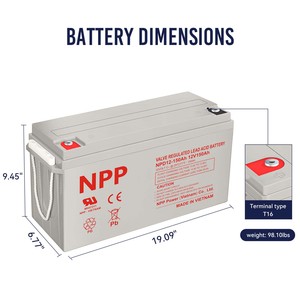 Batterie scellée à décharge profonde 2V 150Ah, durée de vie de 10 ans, 1500 cycles, livraison UPS pour systèmes de sécurité, électronique grand public, éclairage - Product Image 3