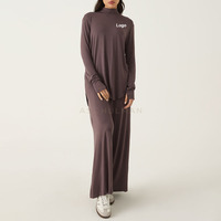 Ensemble de survêtement 2 pièces Aschulman pour femme : haut et pantalon respirants, séchage rapide, tenue de sport modeste pour le fitness