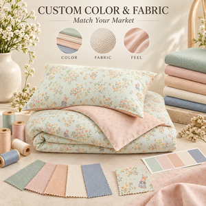 Set di Biancheria da Letto Alenhome per Ragazze, Stampa Pastorale Fresca, Copripiumino in Puro Cotone Morbido per Dormitorio Studentesco - Product Image 2