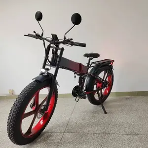 Folding Fat Tire E Bike 21Speeds 21Ah48v 1000W Oil Brake Full Suspension Long Range Mountain Bike Fast Electric Folding Bike