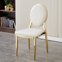 Chaise de banquet empilable rembourrée avec pieds antidérapants et structure en métal doré pour hôtels, mariages, réceptions et événements