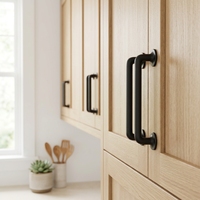 Poignée de tiroir de meuble de cuisine moderne minimaliste en alliage d'aluminium noir mat 76/128 mm avec design durable et écologique