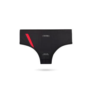 Costume da bagno da uomo Buonic Nero con pannello rosso S11064-12 M L XL XXL 12 pezzi con gancio - Product Image 1