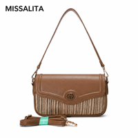 Sac à bandoulière de luxe marron à rabat pour femme, sac à main plissé en gros, fabricant de sacs à bandoulière personnalisés avec logo