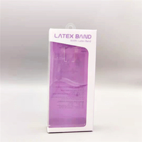 Boîte en plastique transparente violette avec bordure blanche et fenêtre semi-transparente, boîte d'emballage anti-rayures pour accessoires de bandes en latex