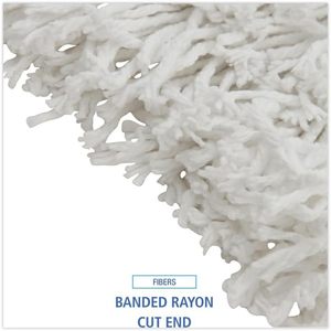 Boardwalk BWKRM03024S White 24 Oz. Rayon Banded Cut-End <b>Mop</b> Heads 12/Carton - Product Image 2