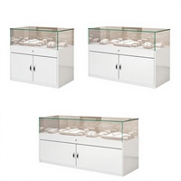 Vitrine de Comptoir Rectangulaire en Verre Personnalisée pour Bijoux, Design Coulissant, Aucun Montage Requis, Options Noir/Blanc pour Événements Culturels