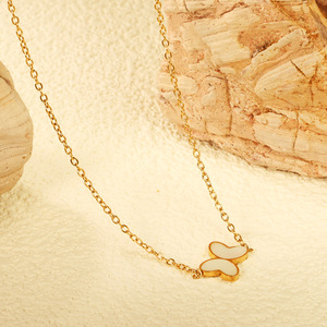 Collier pendentif papillon en acier inoxydable pour femme, chaîne minimaliste pour clavicule, bijou accessoire de mode - Product Image 2